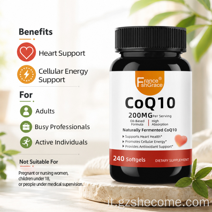 Shecome CoQ10 Softgels Supporto energetico cellulare per la salute del cuore